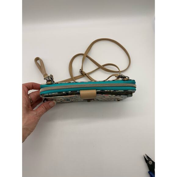 Sakroots Crossbody Purse Tech Wallet Teal Pattern - Picture 9 of 15